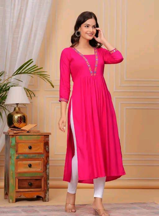 Breathable Rayon Kurtis with three-quarter sleeves