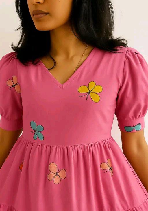 Butterfly Printed Rayon Kurtis
