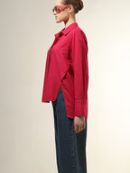 Women Regular Fit Solid Spread Collar Casual Shirt