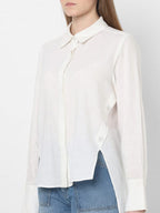 Women Regular Fit Solid Spread Collar Casual Shirt