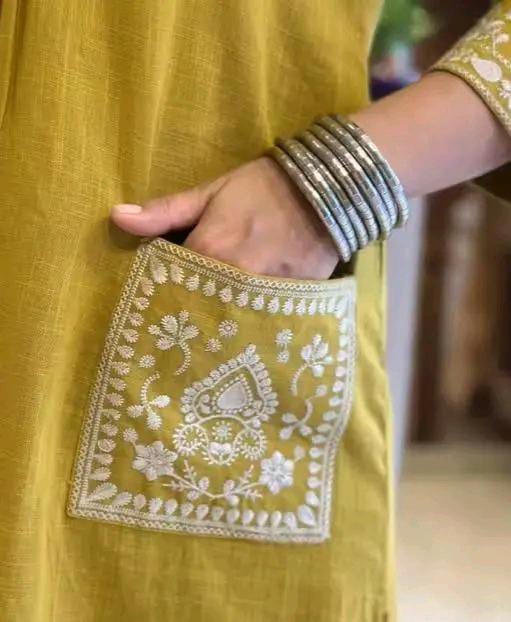 Kurti & Bottomwear with Embroided Pocket