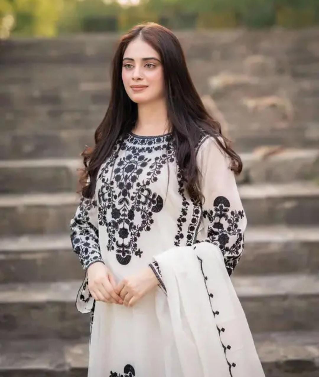 Black Top and Bottom with Dupatta – Heavy Embroidery Work