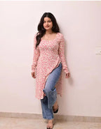 Puhi Rayon Printed Slit-Cut Kurti