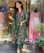 Printed Rayon Kurta with Three-quarter sleeves