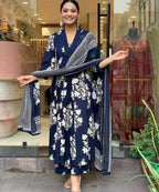 Blue Rayon Kurta Pant Dupatta Set for Women | Comfortable & Stylish Outfit