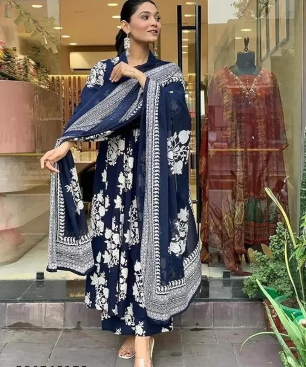 Blue Rayon Kurta Pant Dupatta Set for Women | Comfortable & Stylish Outfit