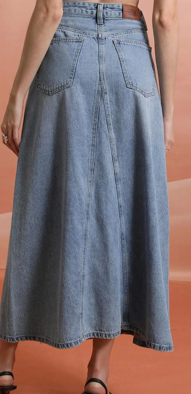 Skirt.  Tokyo Talkies Blue A-Line Pure Cotton Midi Skirt