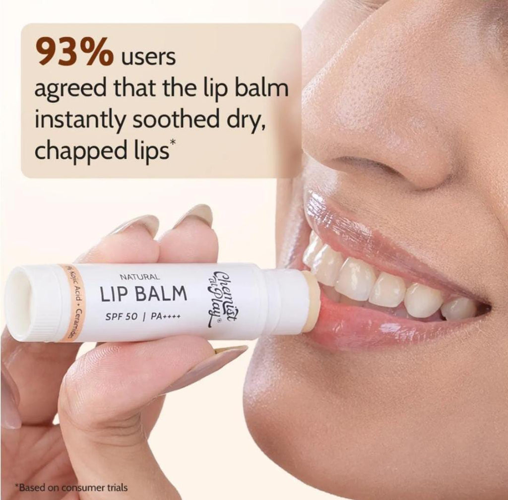 Chemist at Play. Natural Lip Balm SPF 50 Brightens & Repairs Chapped Lips 24HR Moisture | 4.5g