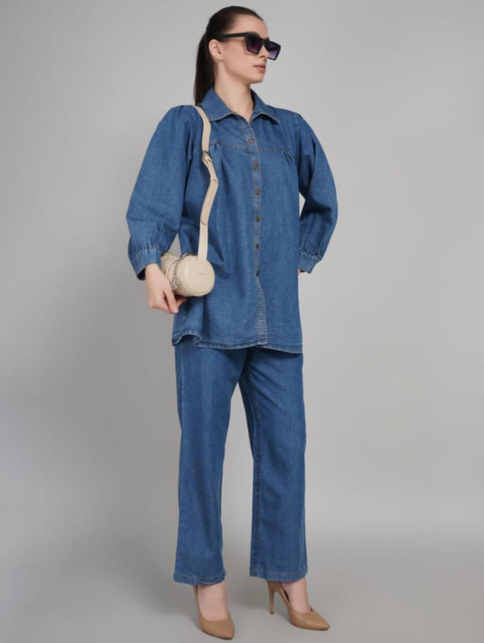 Denim cord set Oversized button down shirt