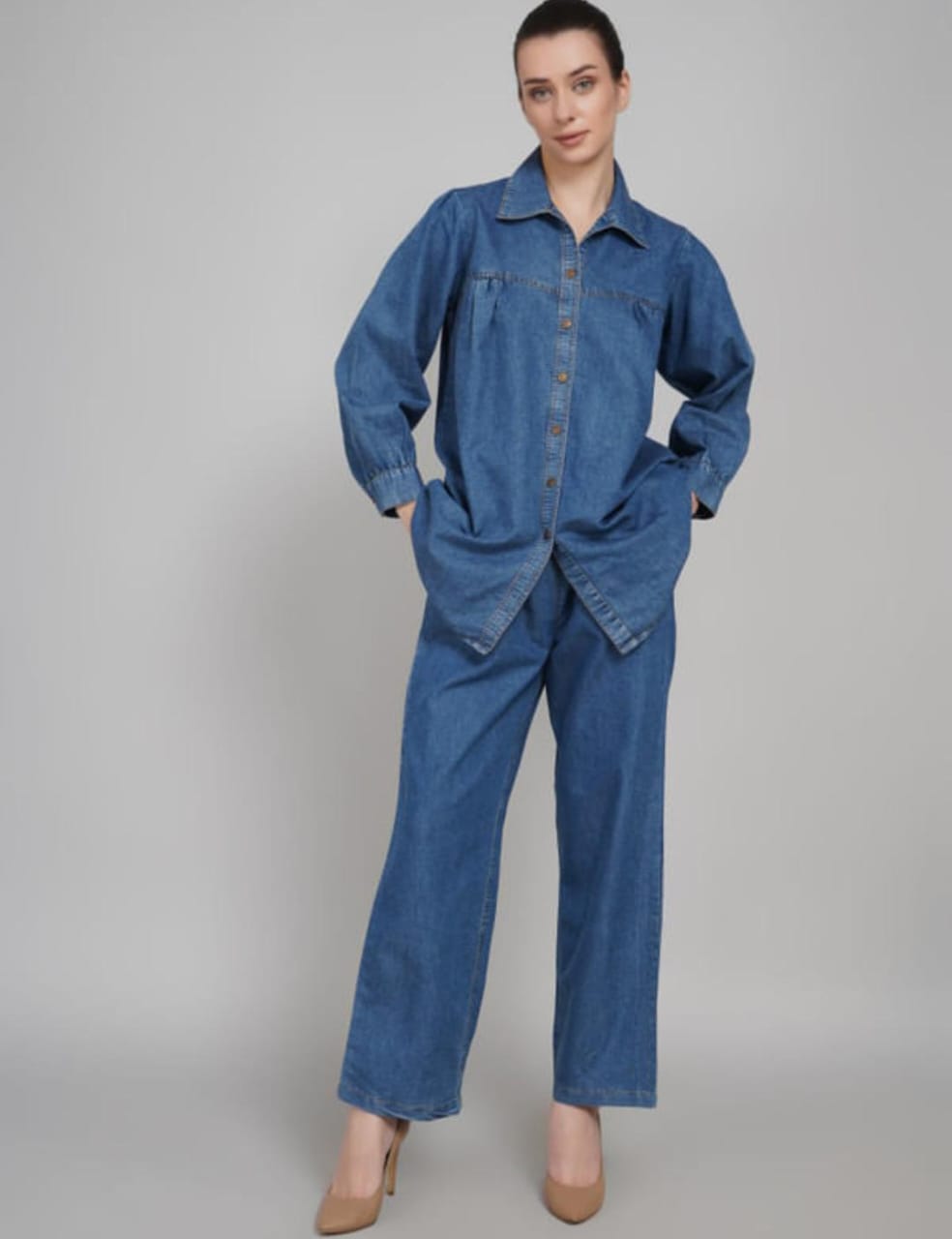 Denim cord set Oversized button down shirt