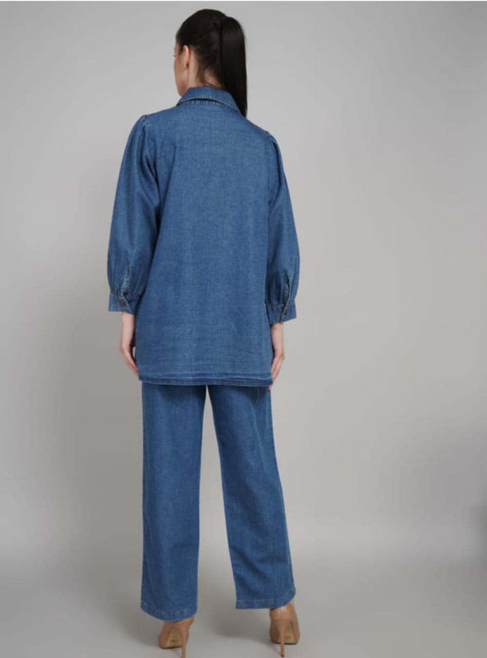 Denim cord set Oversized button down shirt