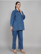 Denim cord set Oversized button down shirt