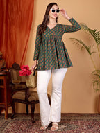 Cotton Printed Short Kurti Peplum Top