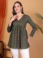 Cotton Printed Short Kurti Peplum Top