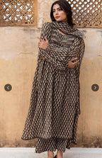 Motifs Printed A-Line Kurta with Palazzo & Dupatta