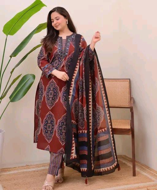 Rayon Kurti Set with Dupatta & Bottomwear