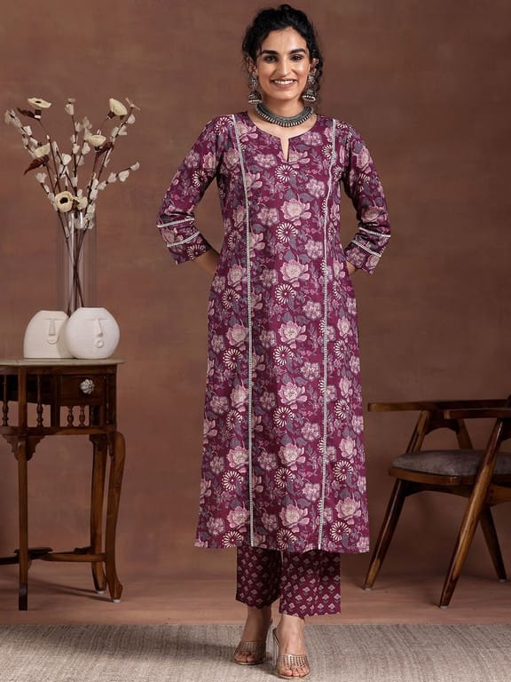 Pure Cotton Floral Kurta Pant Set