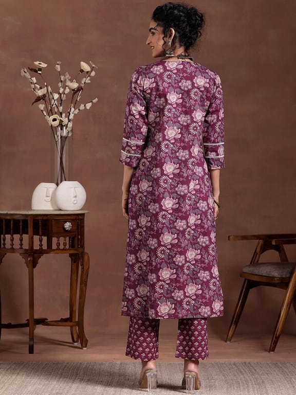 Pure Cotton Floral Kurta Pant Set