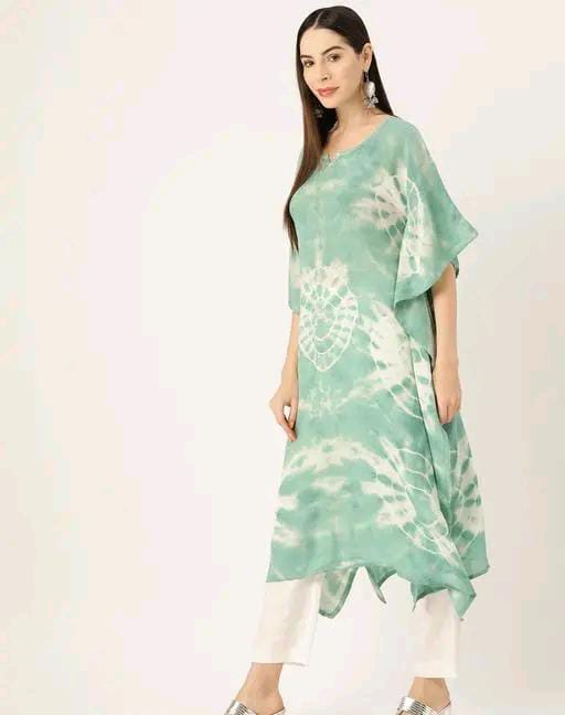 Aishani Graceful Crepe Kurti Eton Blue