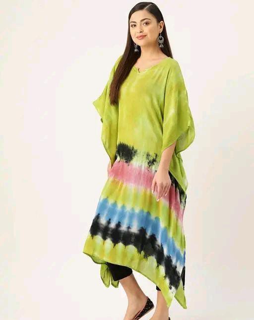 Aishani Graceful Crepe Kurti Chinese Green