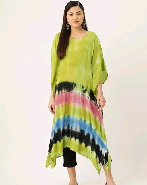 Aishani Graceful Crepe Kurti Chinese Green