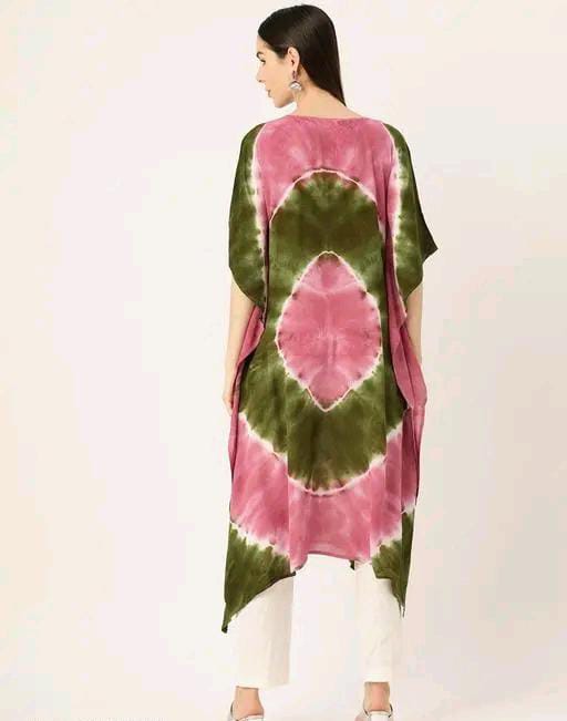 Aishani Graceful Crepe Kurti Army Green-Pink