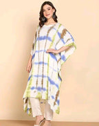 Aishani Graceful Crepe Kurti White-Blue check
