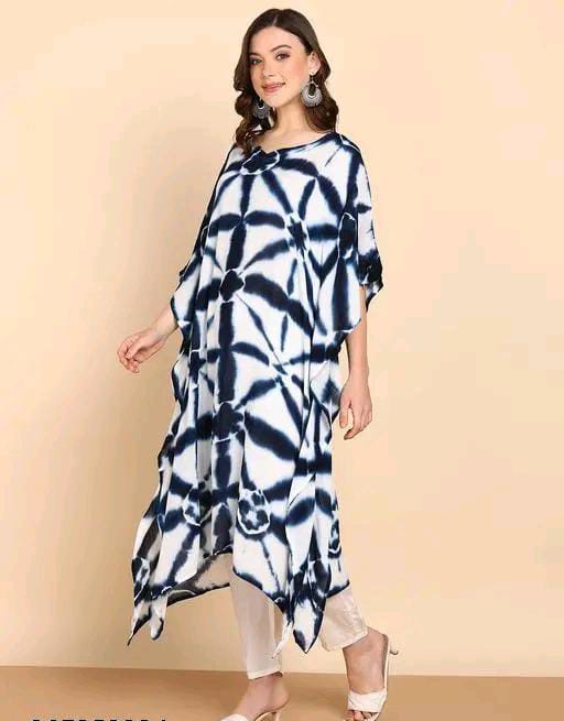 Aishani Graceful Crepe Kurti Yankees Blue