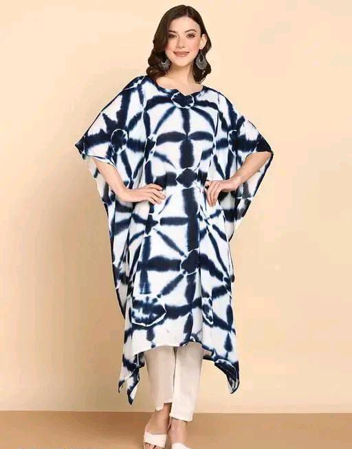 Aishani Graceful Crepe Kurti Yankees Blue