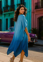 Aishani Graceful Crepe Kurti Teal Blue