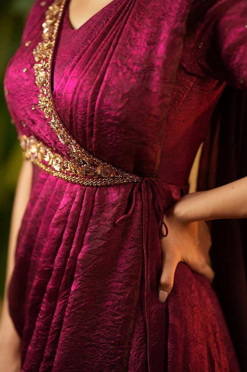 Meenakari’s Pre-Draped Saree–Anarkali