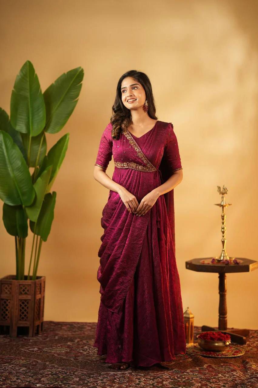 Meenakari’s Pre-Draped Saree–Anarkali