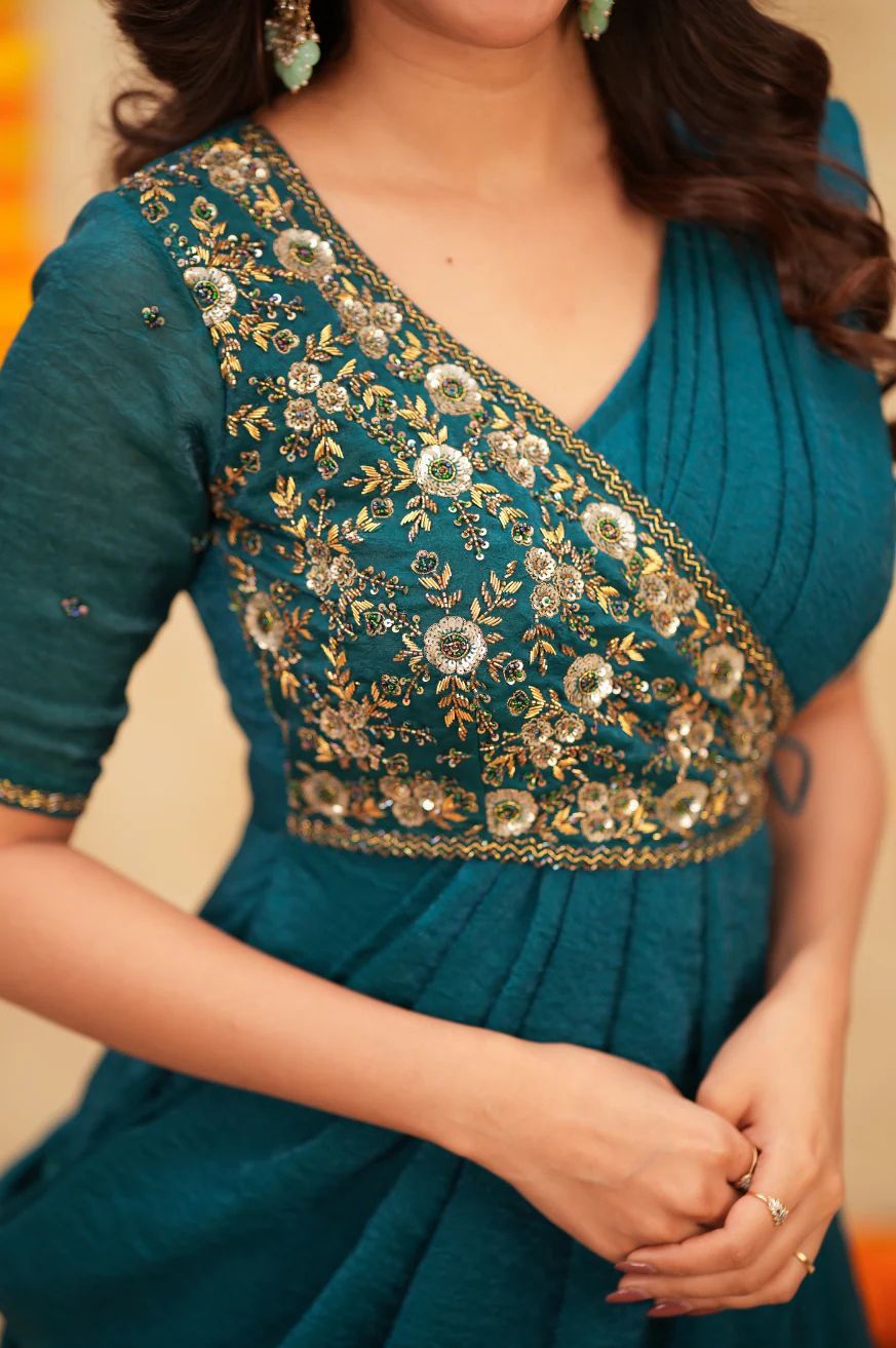 Meenakari’s Pre-Draped Saree–Anarkali