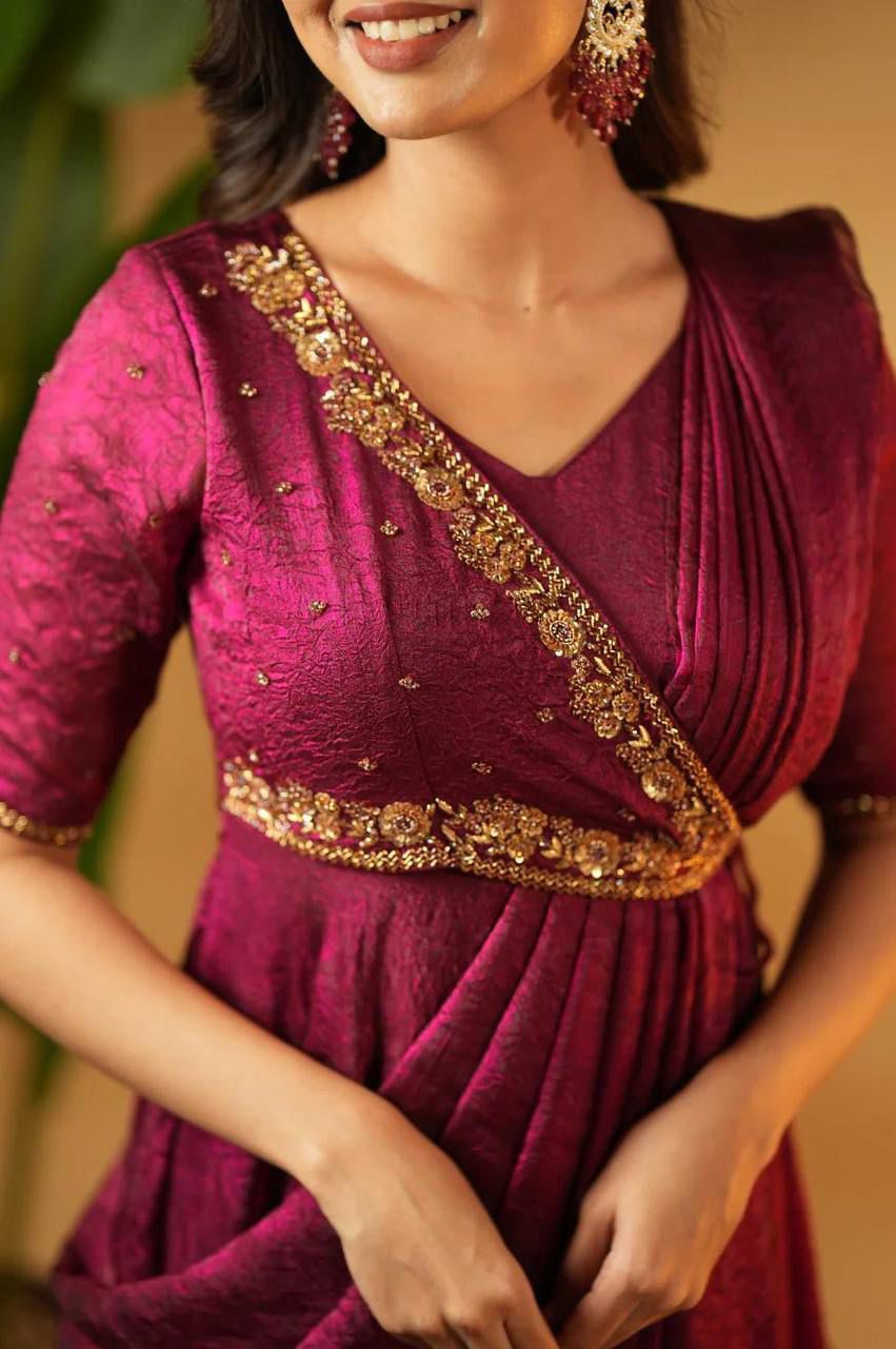 Meenakari’s Pre-Draped Saree–Anarkali