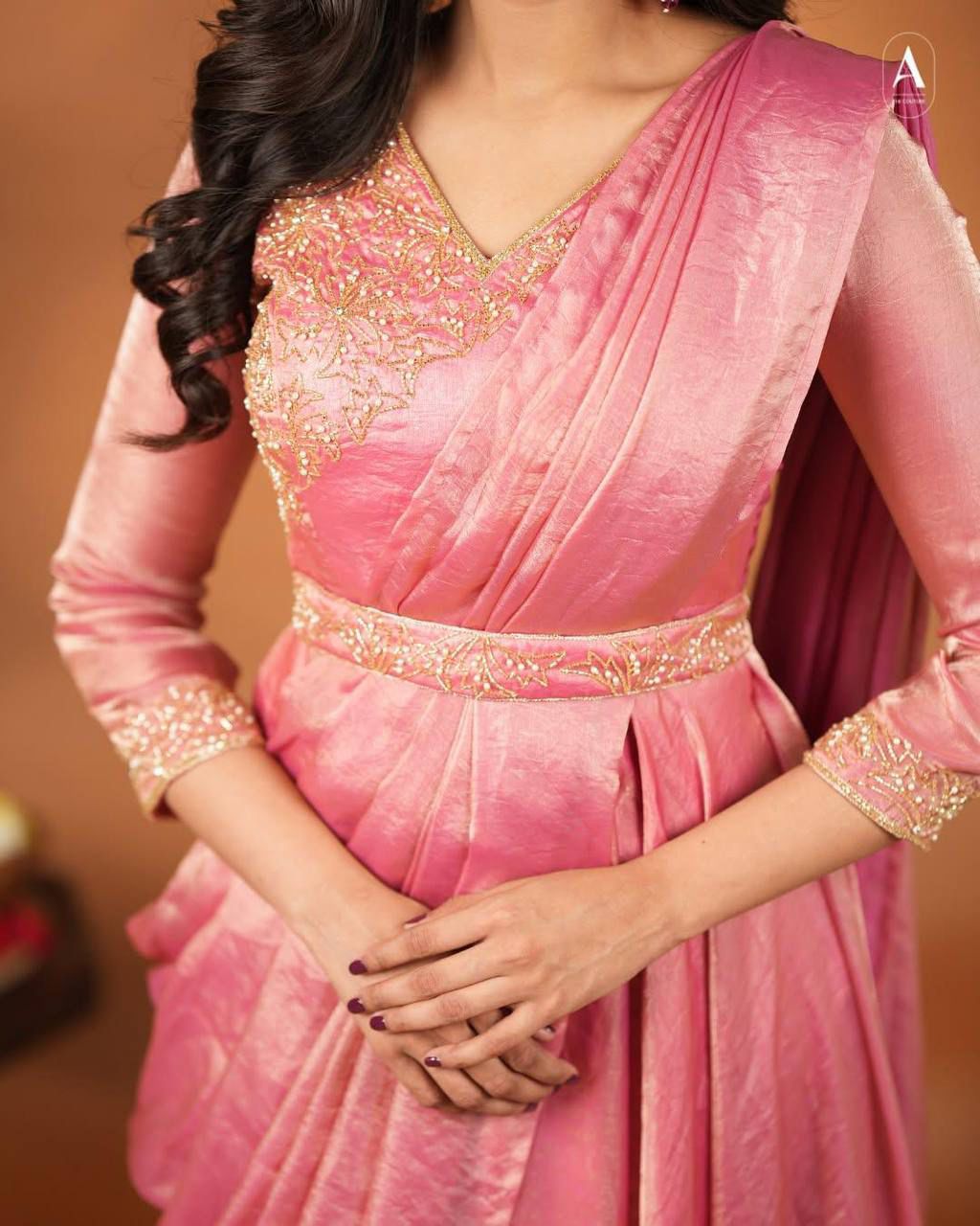 Meenakari’s Pre-Draped Saree–Anarkali