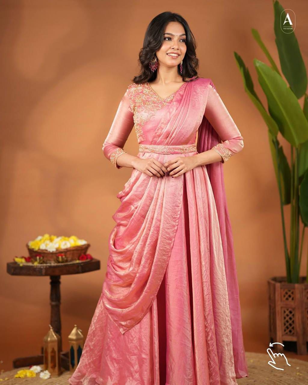 Meenakari’s Pre-Draped Saree–Anarkali