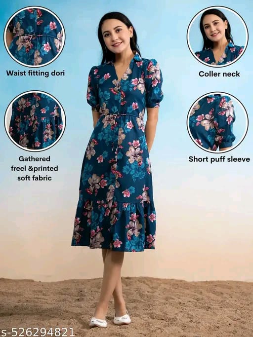 Women’s Fancy Classic Collar Printed Dress