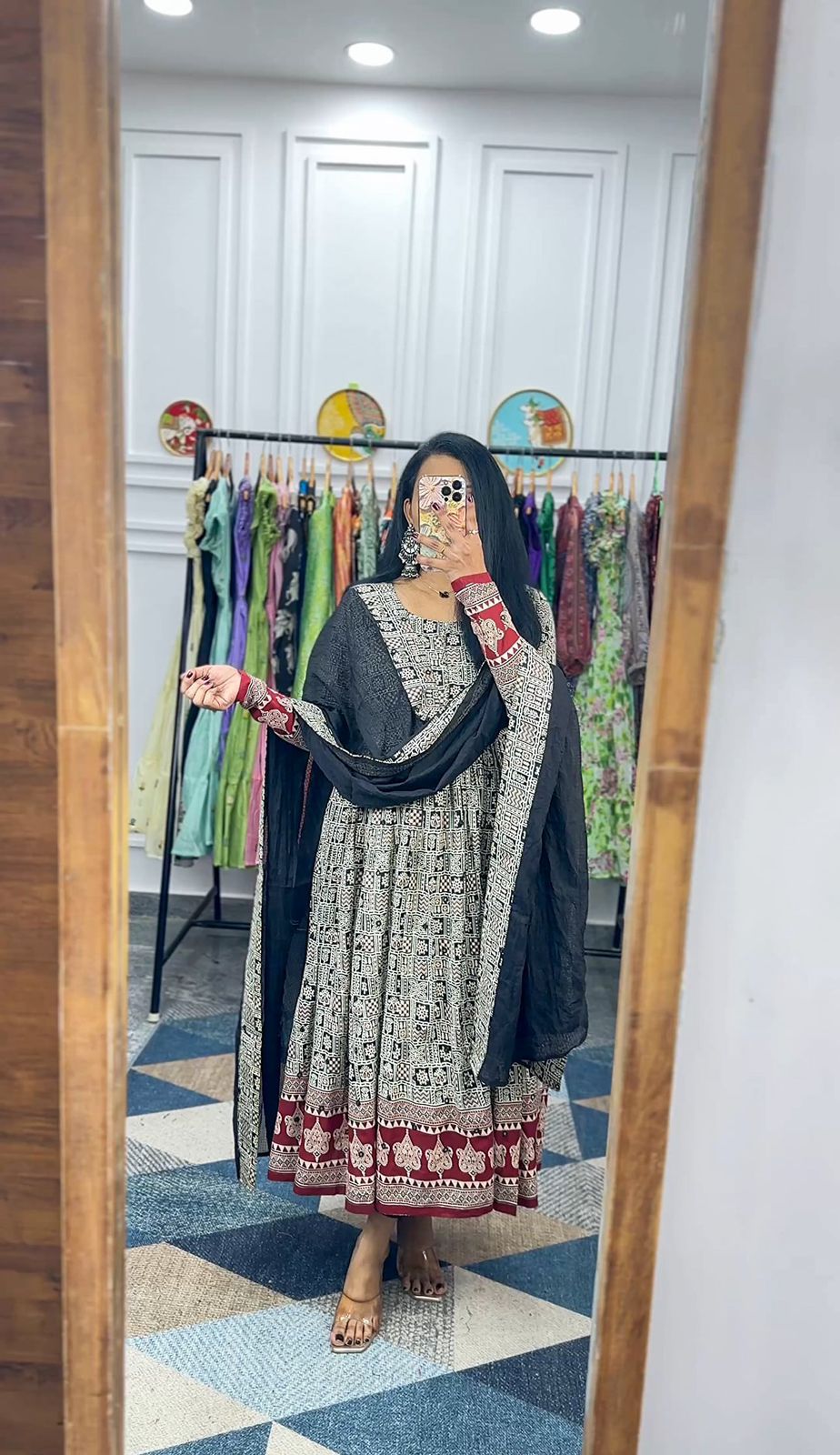 Kalamkari Gown Set – Elegance Redefined #190