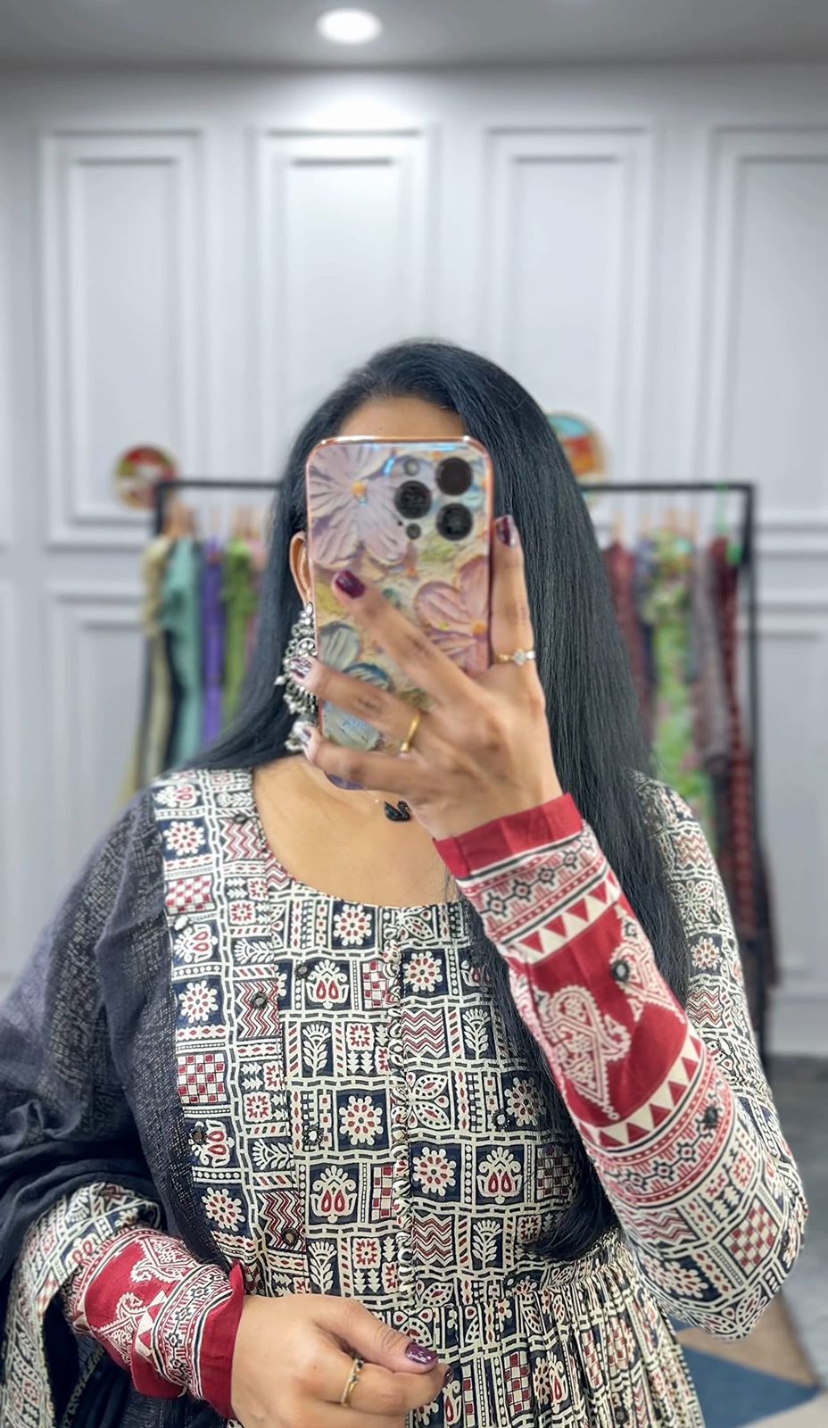 Kalamkari Gown Set – Elegance Redefined #190