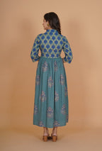 Women Gold Print Viscose Rayon Anarkali Kurta #191