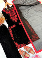 Designer Party Wear Heavy Pure Viscose Velvet Top–Plazzo–Dupatta Set #198