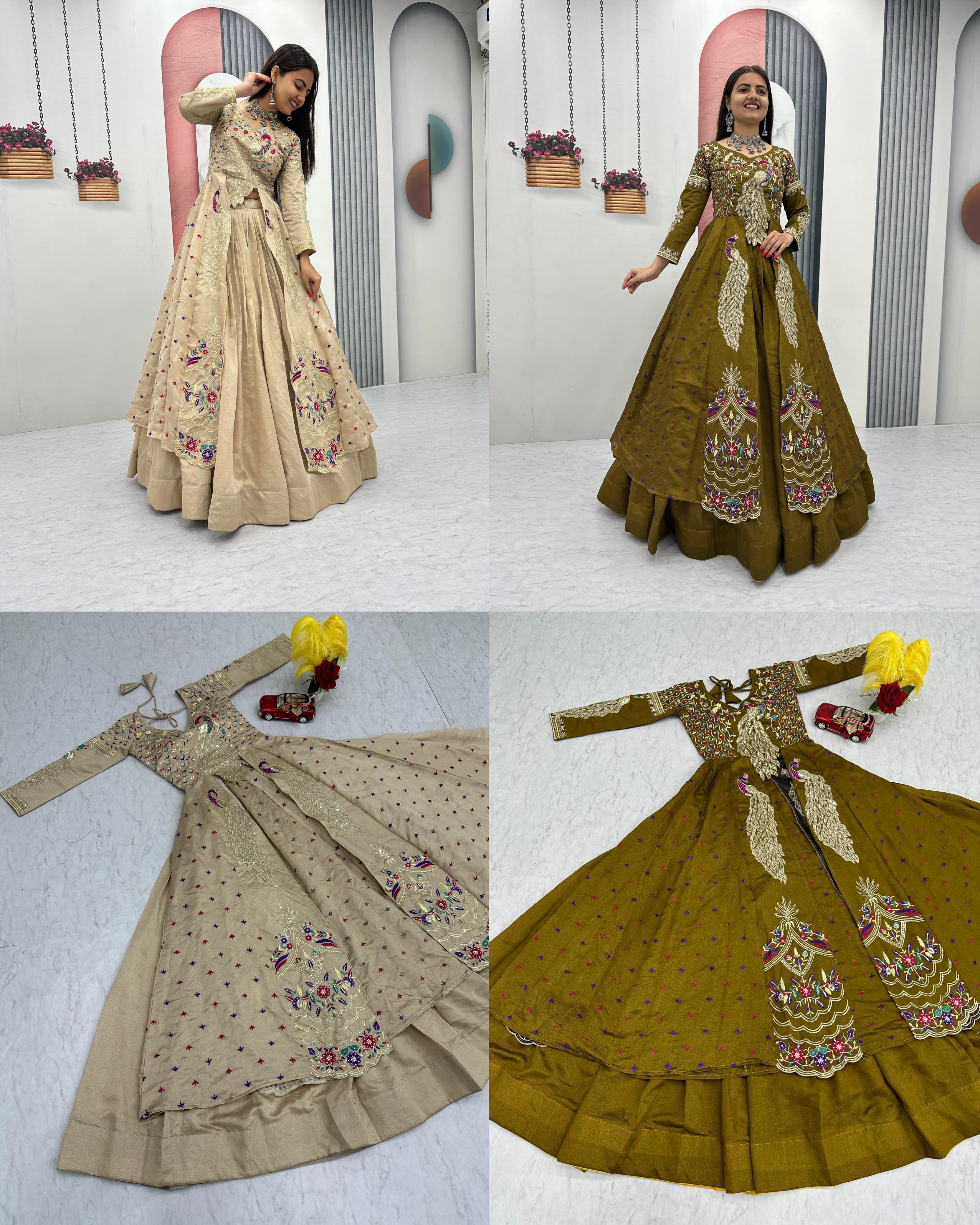 Crop Top with Shrug + Lehenga Set #203