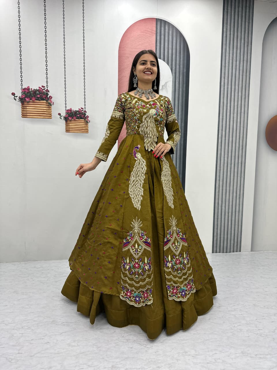 Crop Top with Shrug + Lehenga Set #203