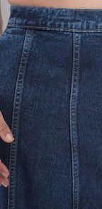 Blue Denim Flared Maxi Skirt #204