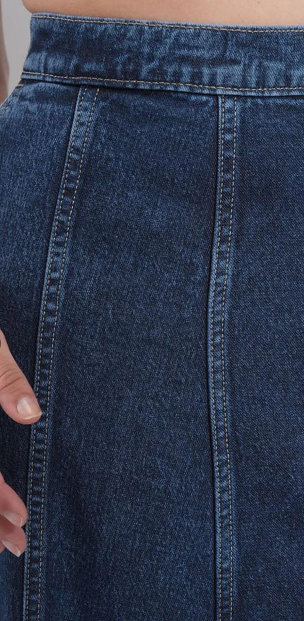 Blue Denim Flared Maxi Skirt #204