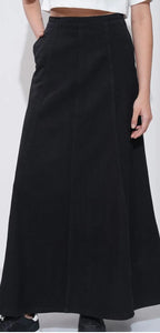 Blue Denim Flared Maxi Skirt #204
