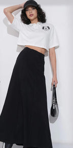 Blue Denim Flared Maxi Skirt #204