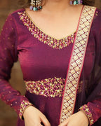 PRAGATHI WINE. Embroidered Vichitra Anarkali Set #215