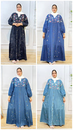 Stylish Modesty Imported Denim Embroidery Gown #223