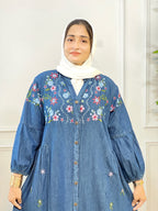 Stylish Modesty Imported Denim Embroidery Gown #223